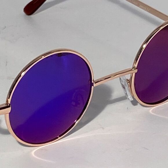 1078 John Lennon Round Blue Mirrored Sunglasses Metal Frames New - Picture 7 of 9